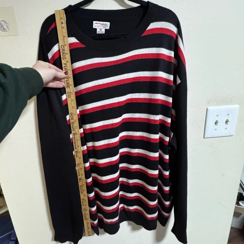 Pelle Pelle 3XL Black Red White Striped Oversized Crewneck Sweater
